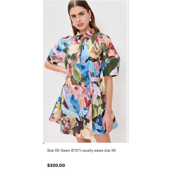 Stine Goya Abstract Print Structured Sleeve Mini Dress Size Small - Picture 14 of 14